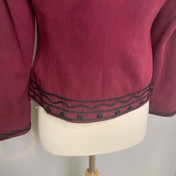 Dress Barn Suede Embroidered Maroon Womens Jacket -size S - Picture 9 of 9